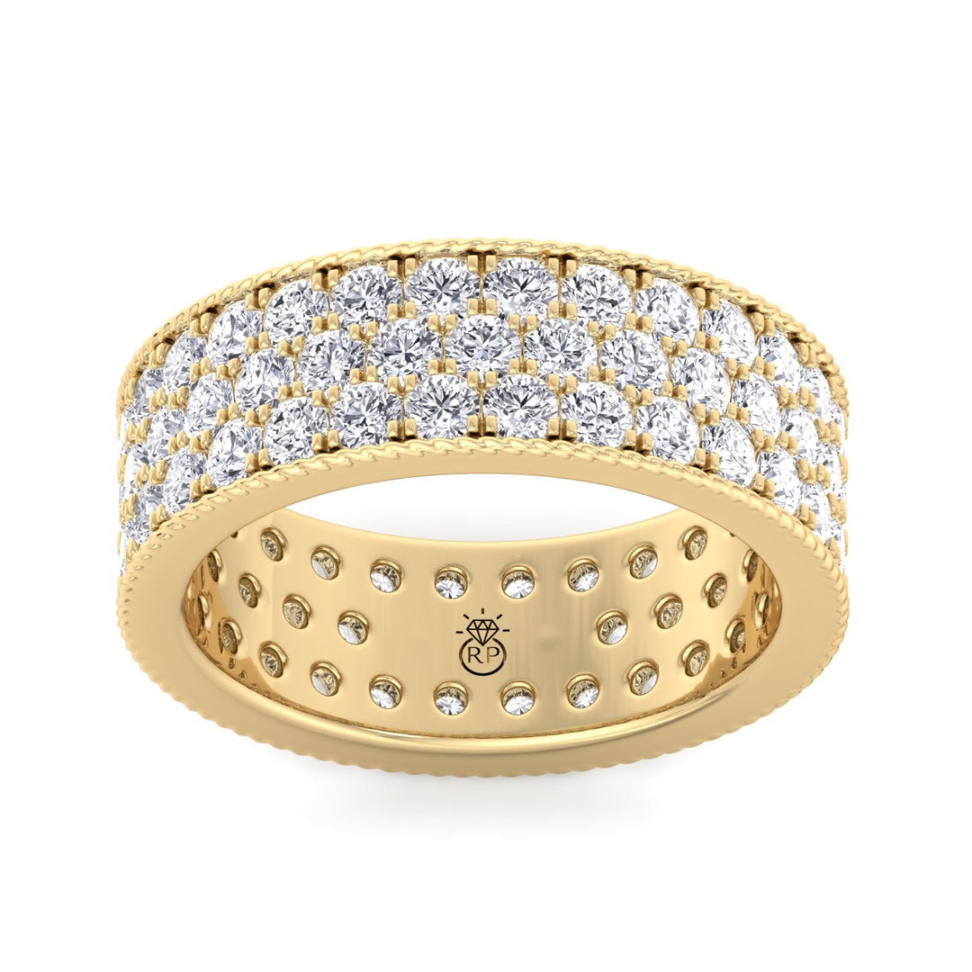 3 Row Pave Round Cut Eternity Band