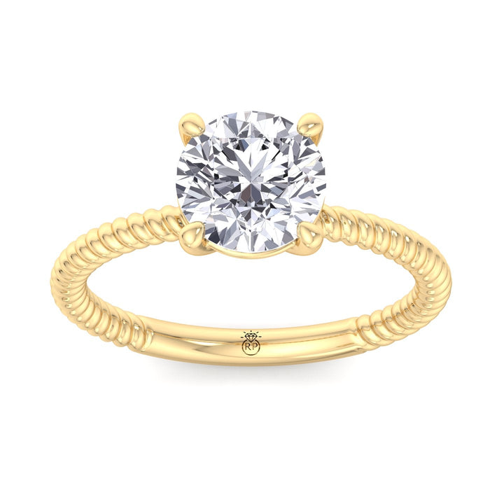 Twisted Rope Band Round Cut Solitaire Engagement Ring