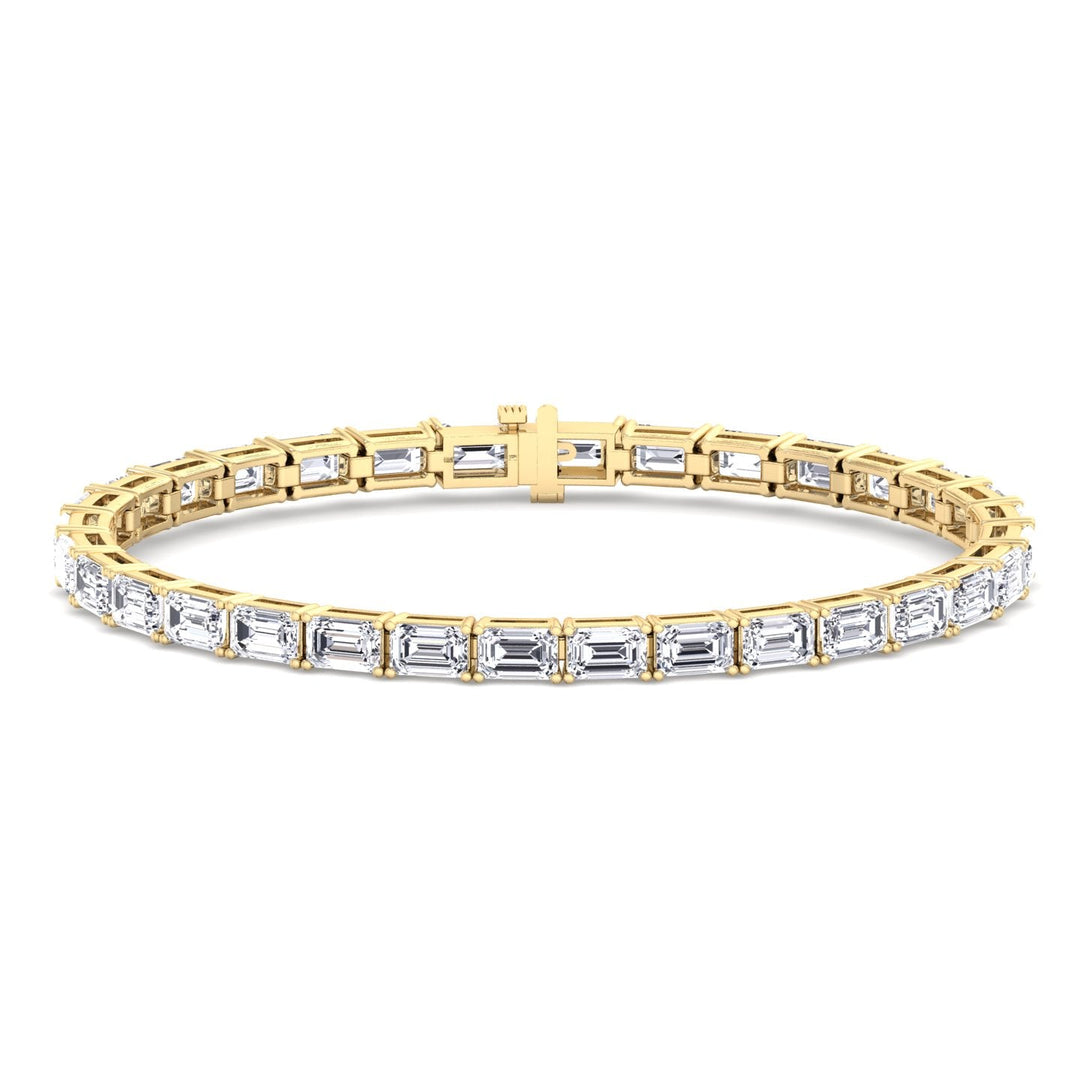 (14.50Ct T.W) East To West Emerald Cut Tennis Bracelet