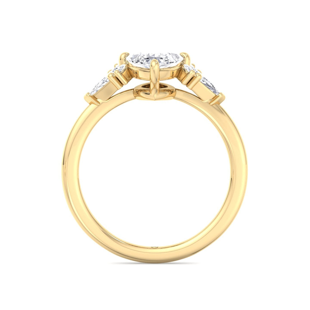 Marquise Shape Engagement Ring with Marquise and Pear Shape Sidestones