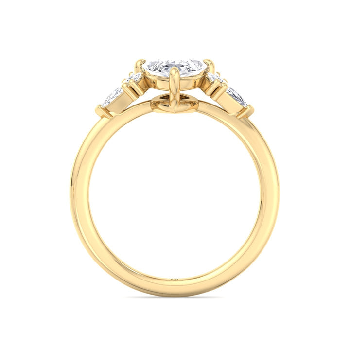 Marquise Shape Engagement Ring with Marquise and Pear Shape Sidestones