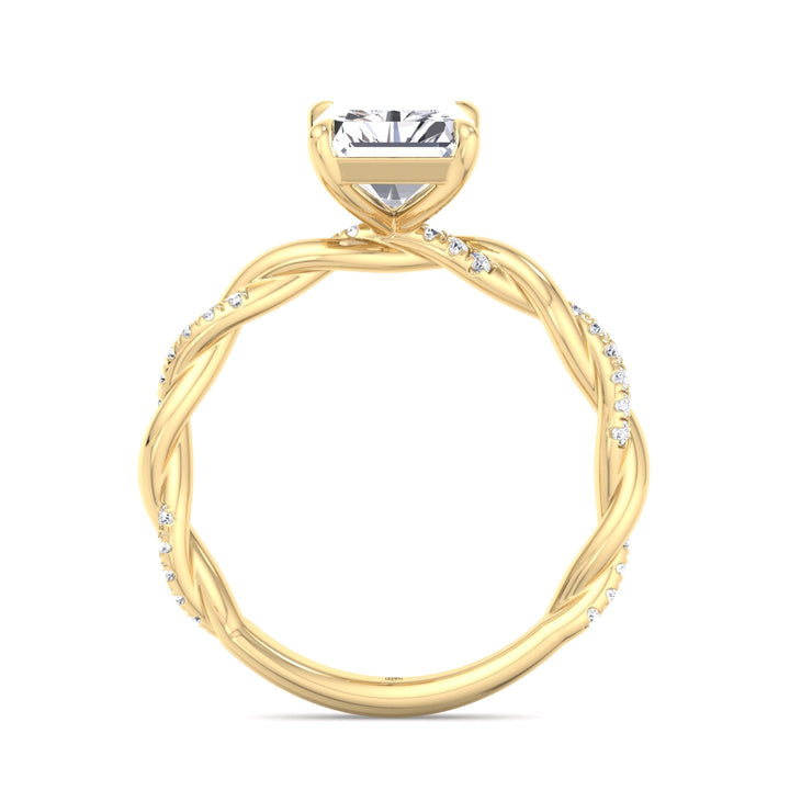 Radiant Cut Twisted Band Engagement Ring