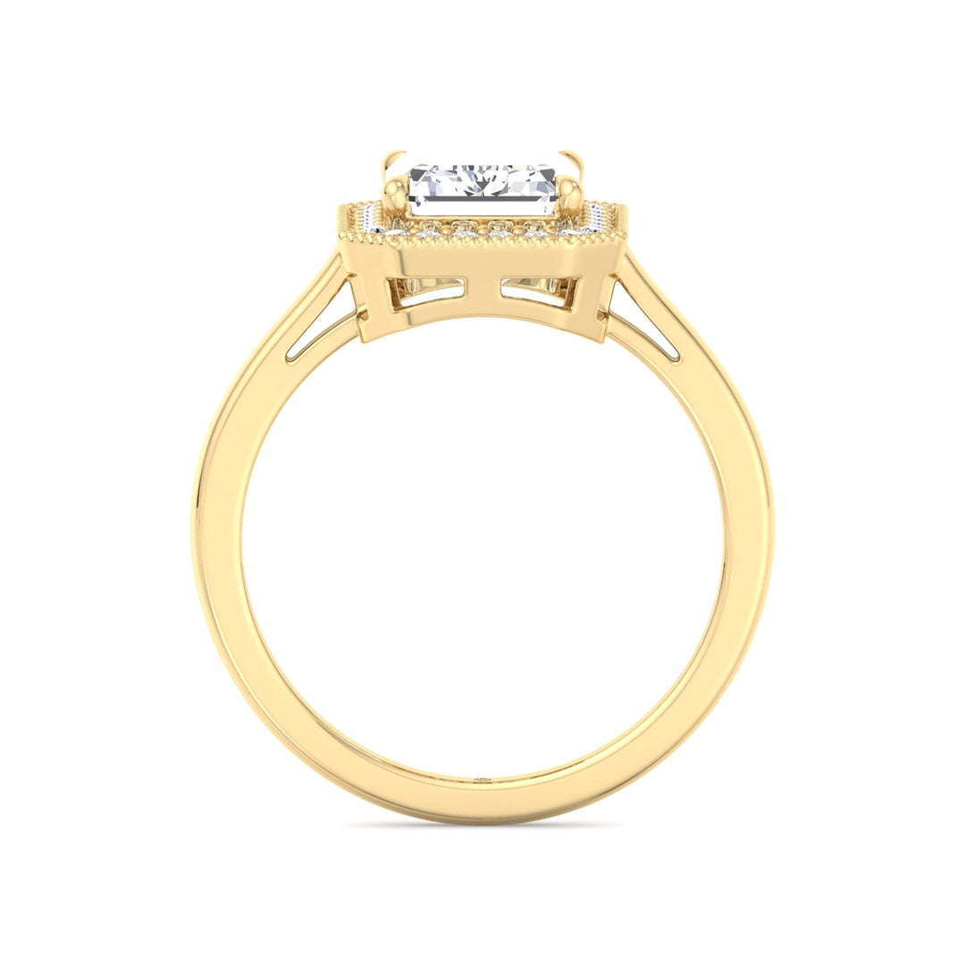 Vintage Emerald Cut Halo Engagement Ring