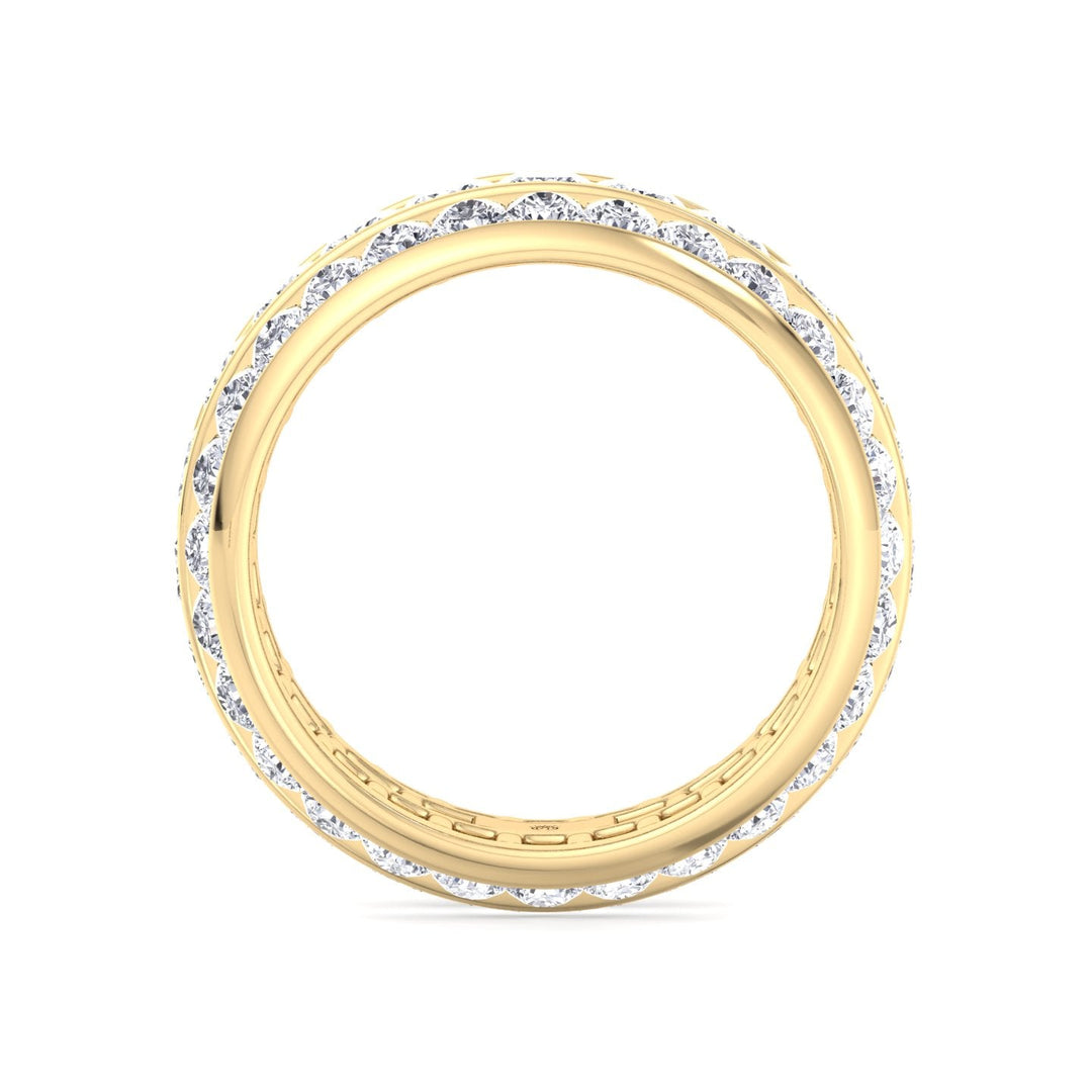 3 Row Channel Set Princess and Round Cut Eternity Band