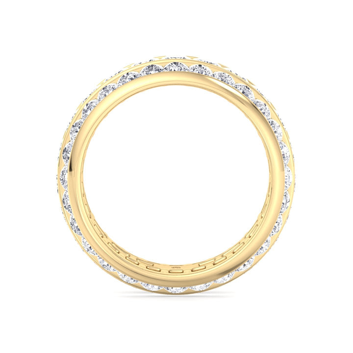 3 Row Channel Set Princess and Round Cut Eternity Band
