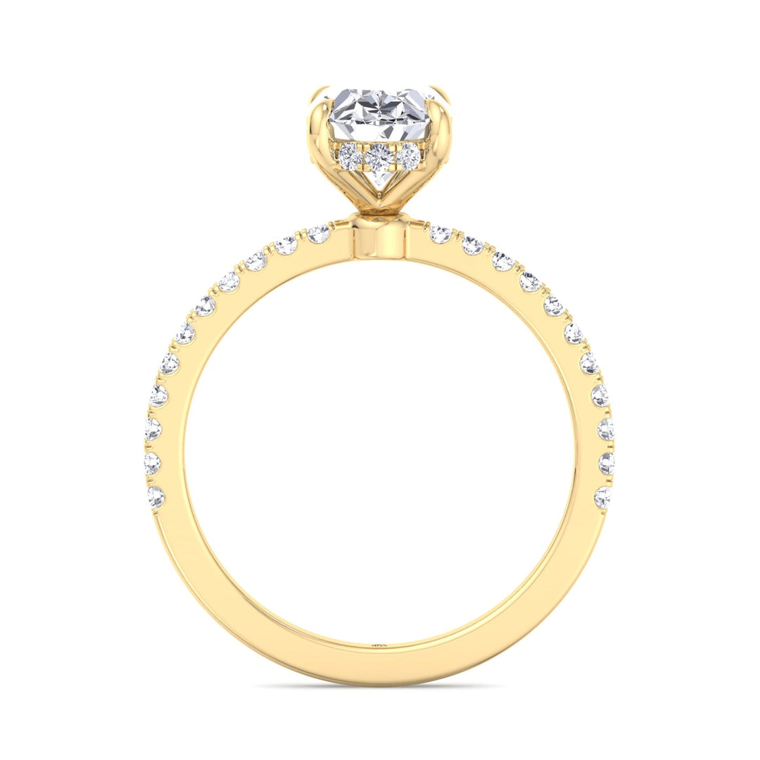 Oval Cut Invisible Halo Engagement Ring with Sidestones