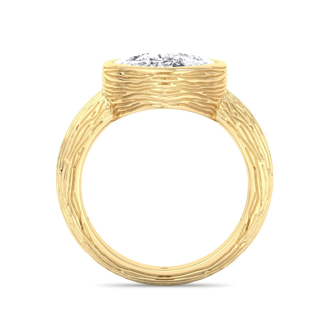 Cushion Cut Solitaire Hand Engraved Engagement Ring