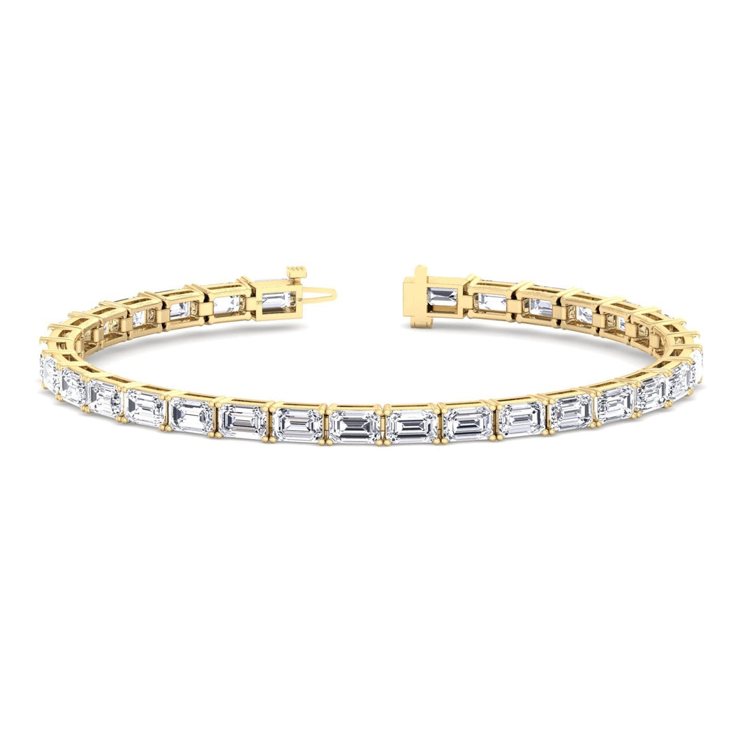 (14.50Ct T.W) East To West Emerald Cut Tennis Bracelet