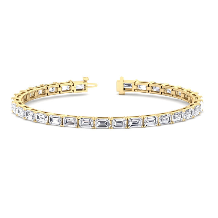 (14.50Ct T.W) East To West Emerald Cut Tennis Bracelet