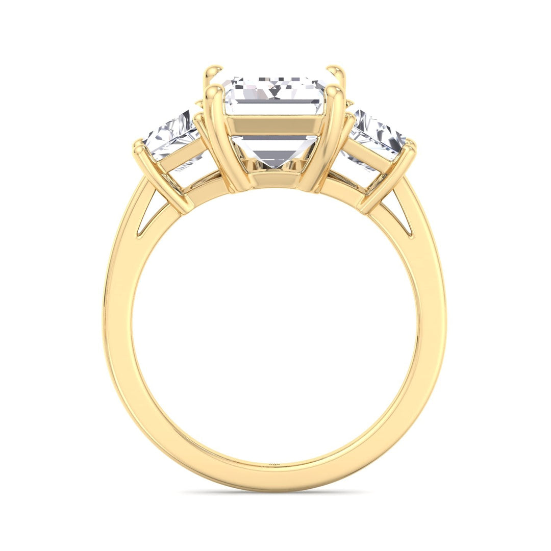 Three Stone Ring Trapezoid &amp; Emerald Cut Engagement Ring