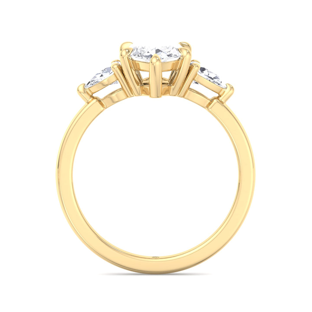 Marquise Shape Engagement Ring with Pear Sidestones