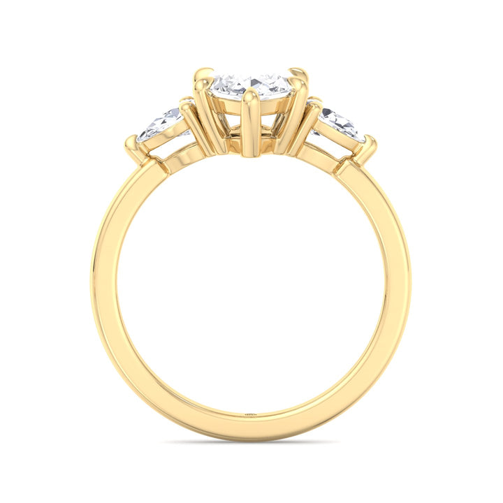 Marquise Shape Engagement Ring with Pear Sidestones