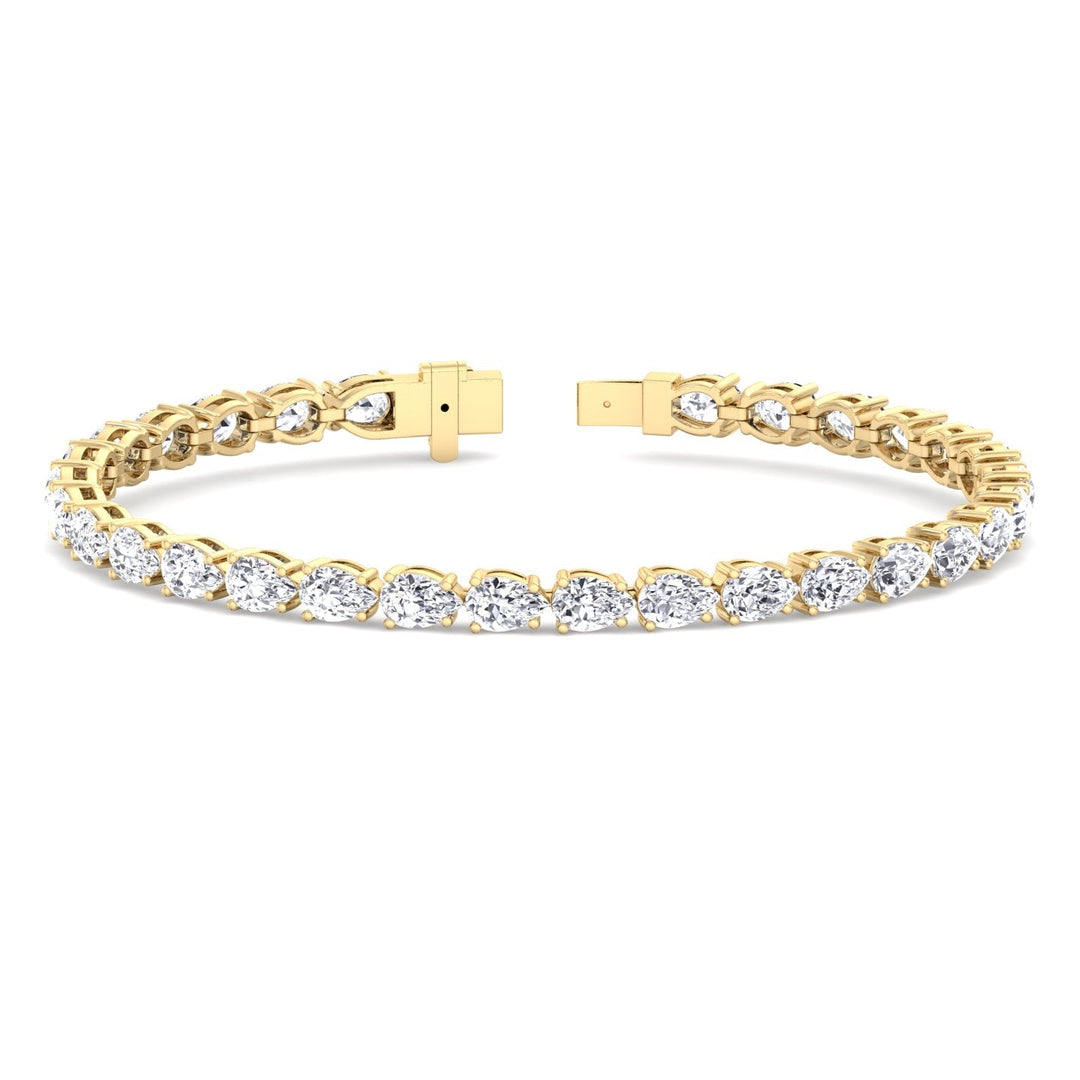 (13.70Ct T.W) Pear Shape East To West Tennis Bracelet