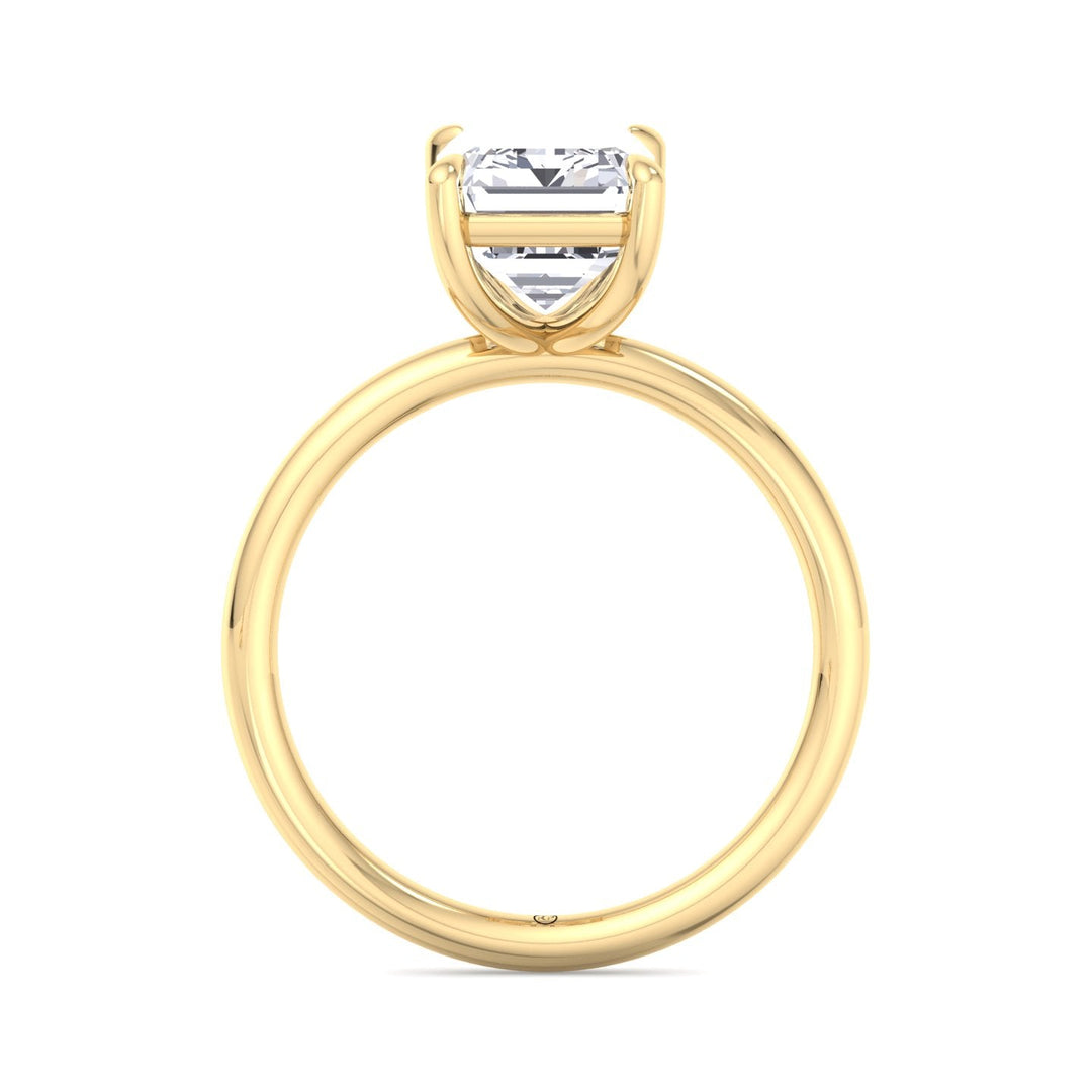 Emerald Cut Thin Band Solitaire Engagement Ring