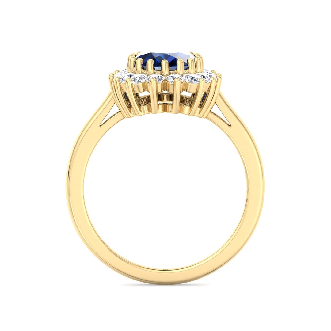 Oval Cut Blue Sapphire &amp; Halo Engagement Ring