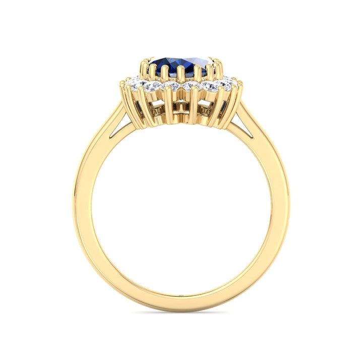 Oval Cut Blue Sapphire &amp; Halo Engagement Ring