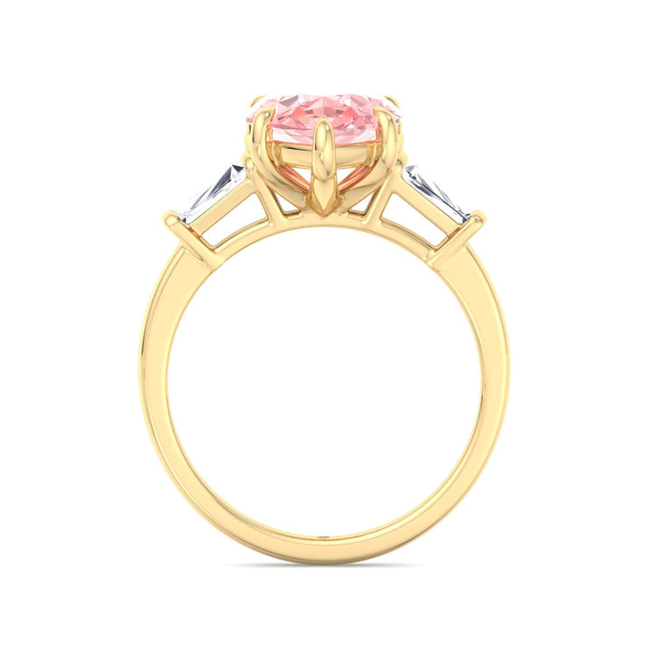 Pear Shape Pink Engagement Ring with Tapered Baguettes