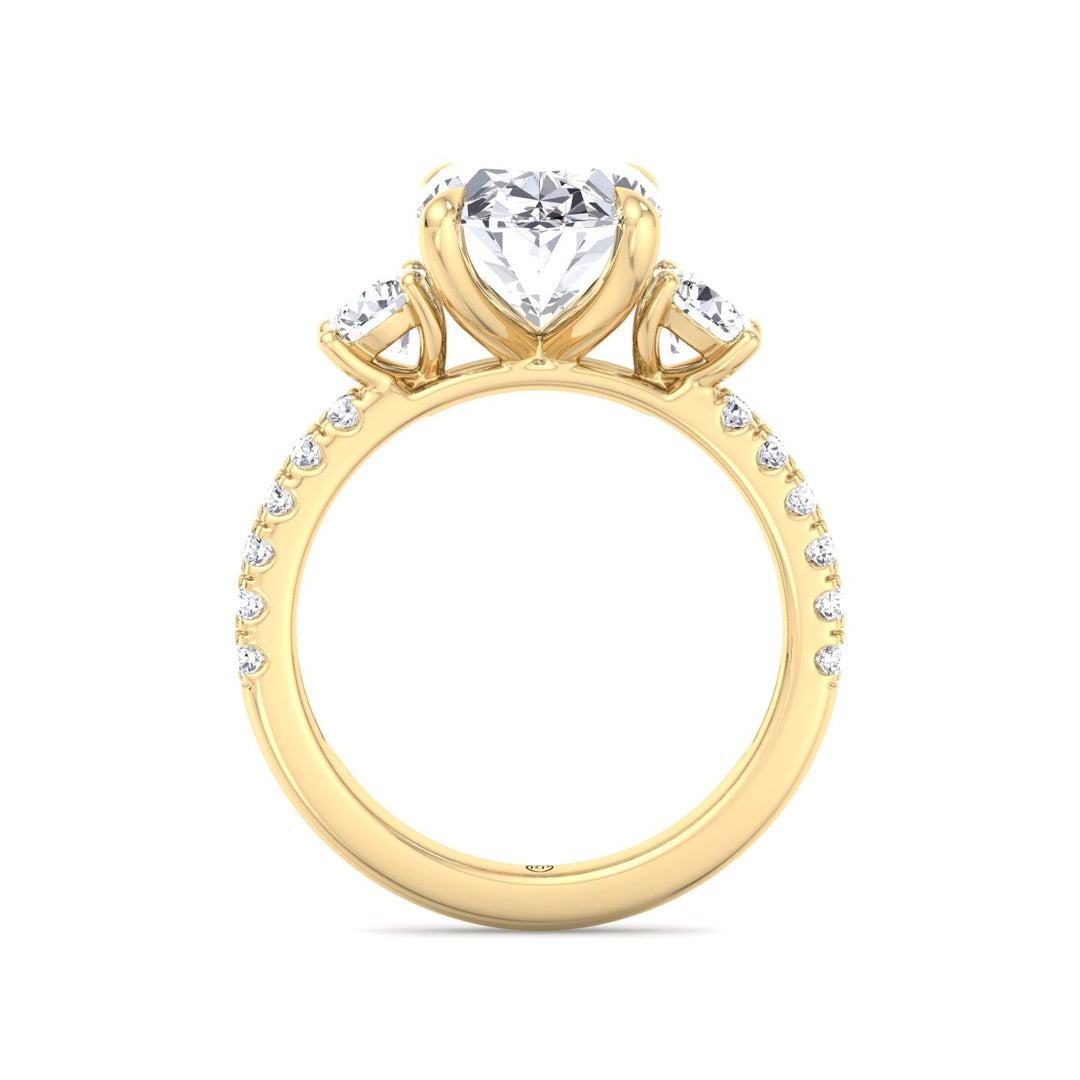 Double Row Accented Round &amp; Oval Engagement Ring