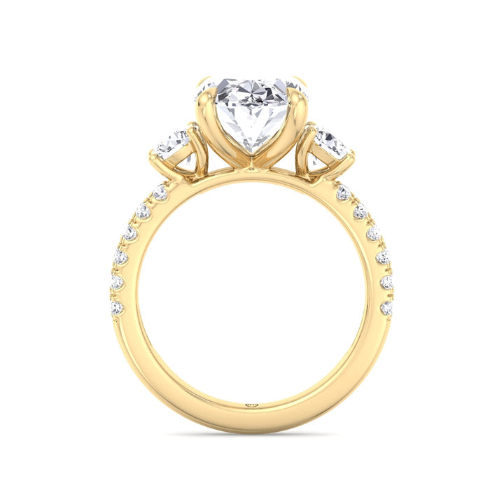 Double Row Accented Round &amp; Oval Engagement Ring