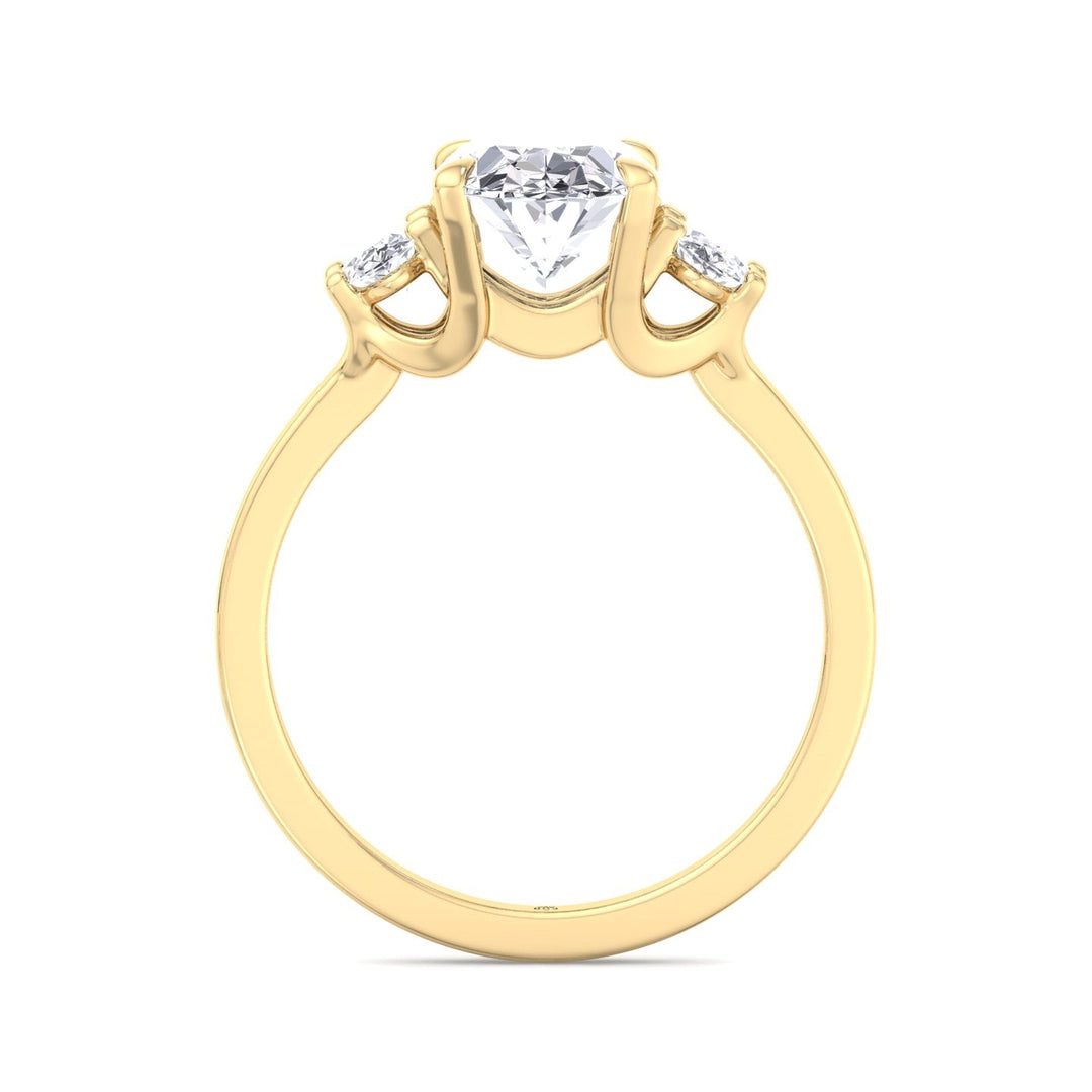 Oval Cut Engagement Ring with Oval Sidestones