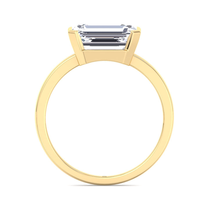 Bezel Set Emerald Cut Engagement Ring East to West