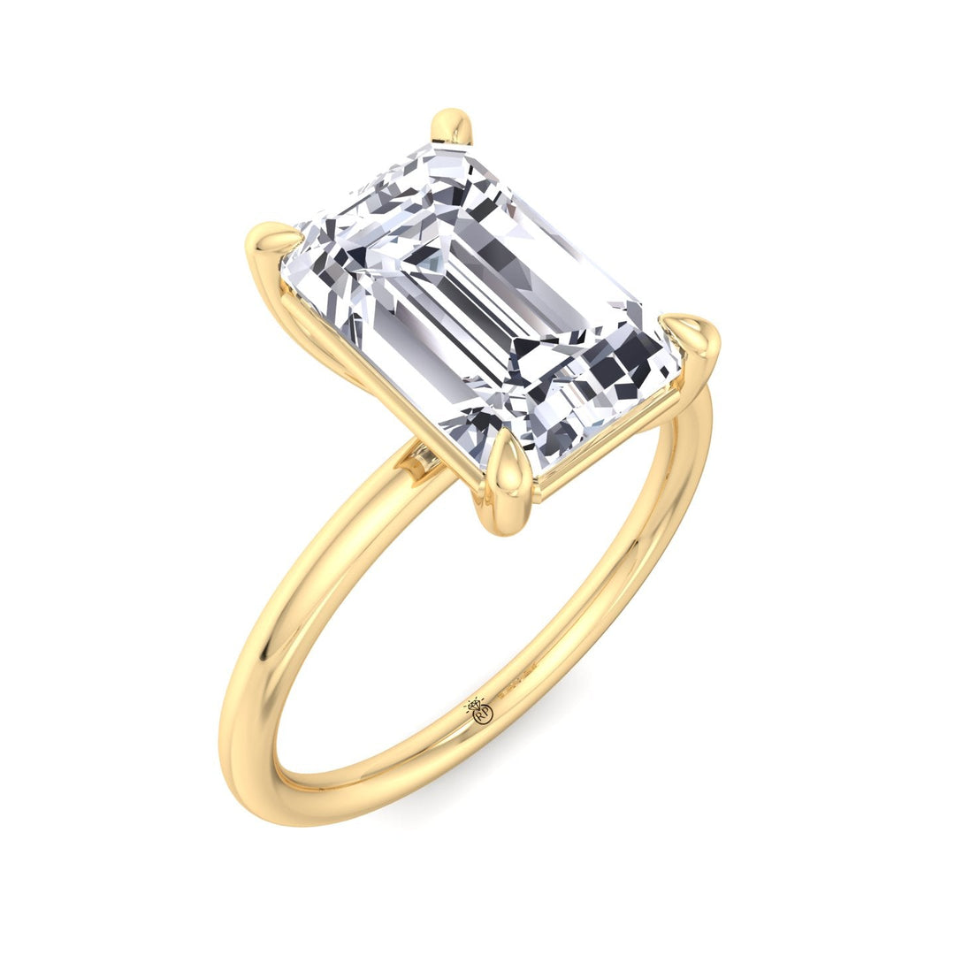 Emerald Cut Thin Band Solitaire Engagement Ring