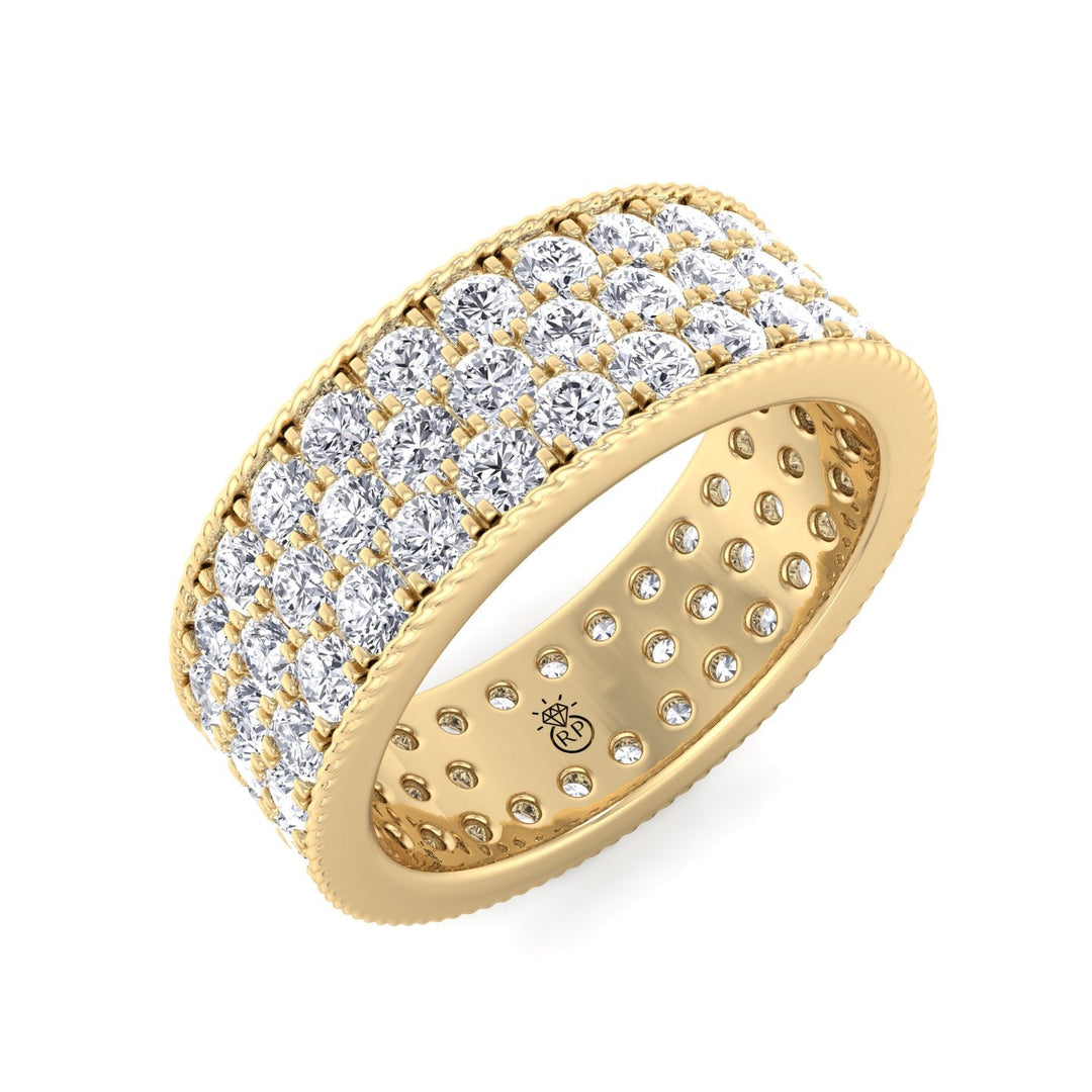 3 Row Pave Round Cut Eternity Band