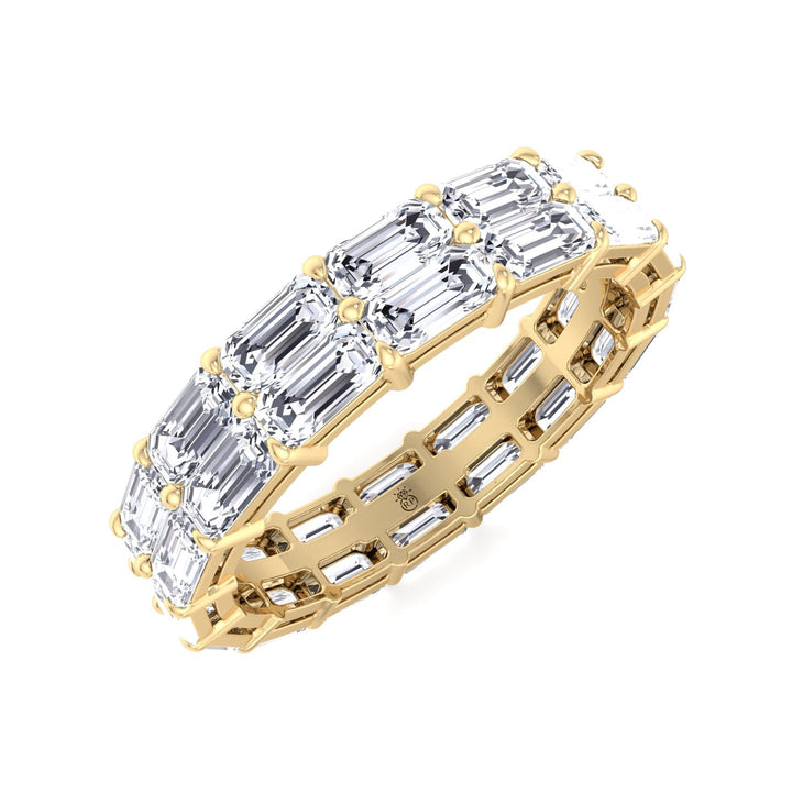 Double Row East to West Emerald Cut Eternity Band