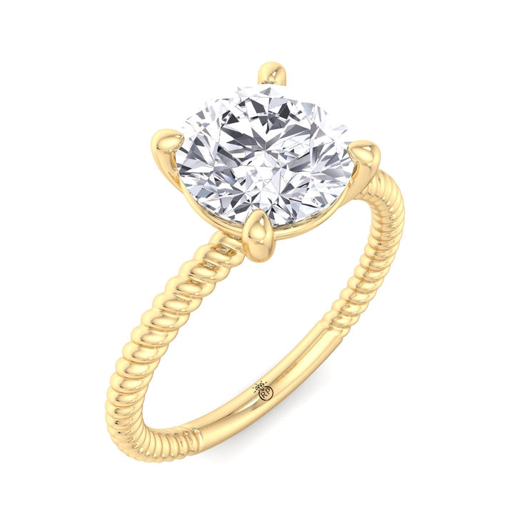 Twisted Rope Band Round Cut Solitaire Engagement Ring