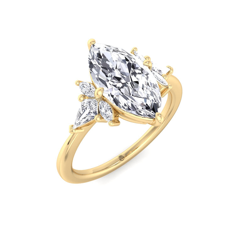 Marquise Shape Engagement Ring with Marquise and Pear Shape Sidestones