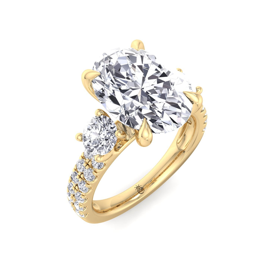 Double Row Accented Round &amp; Oval Engagement Ring