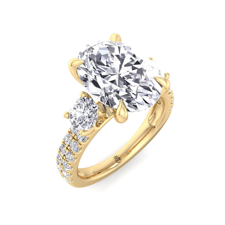 Double Row Accented Round &amp; Oval Engagement Ring