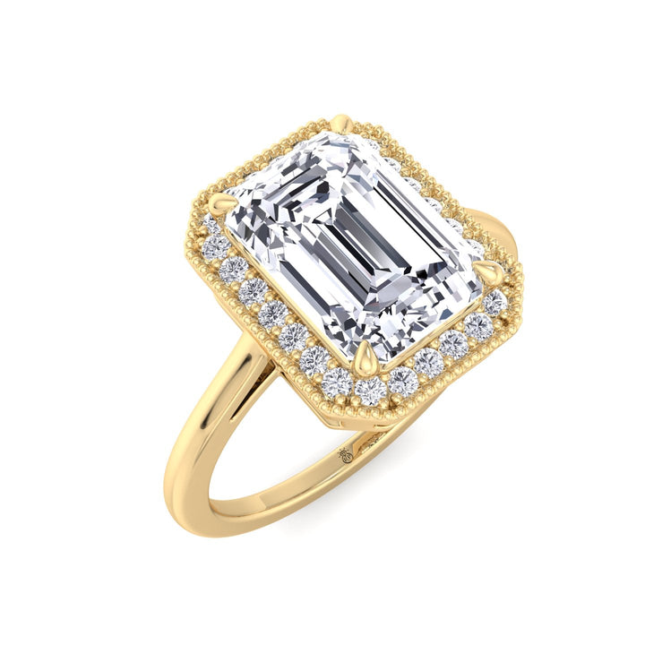 Vintage Emerald Cut Halo Engagement Ring