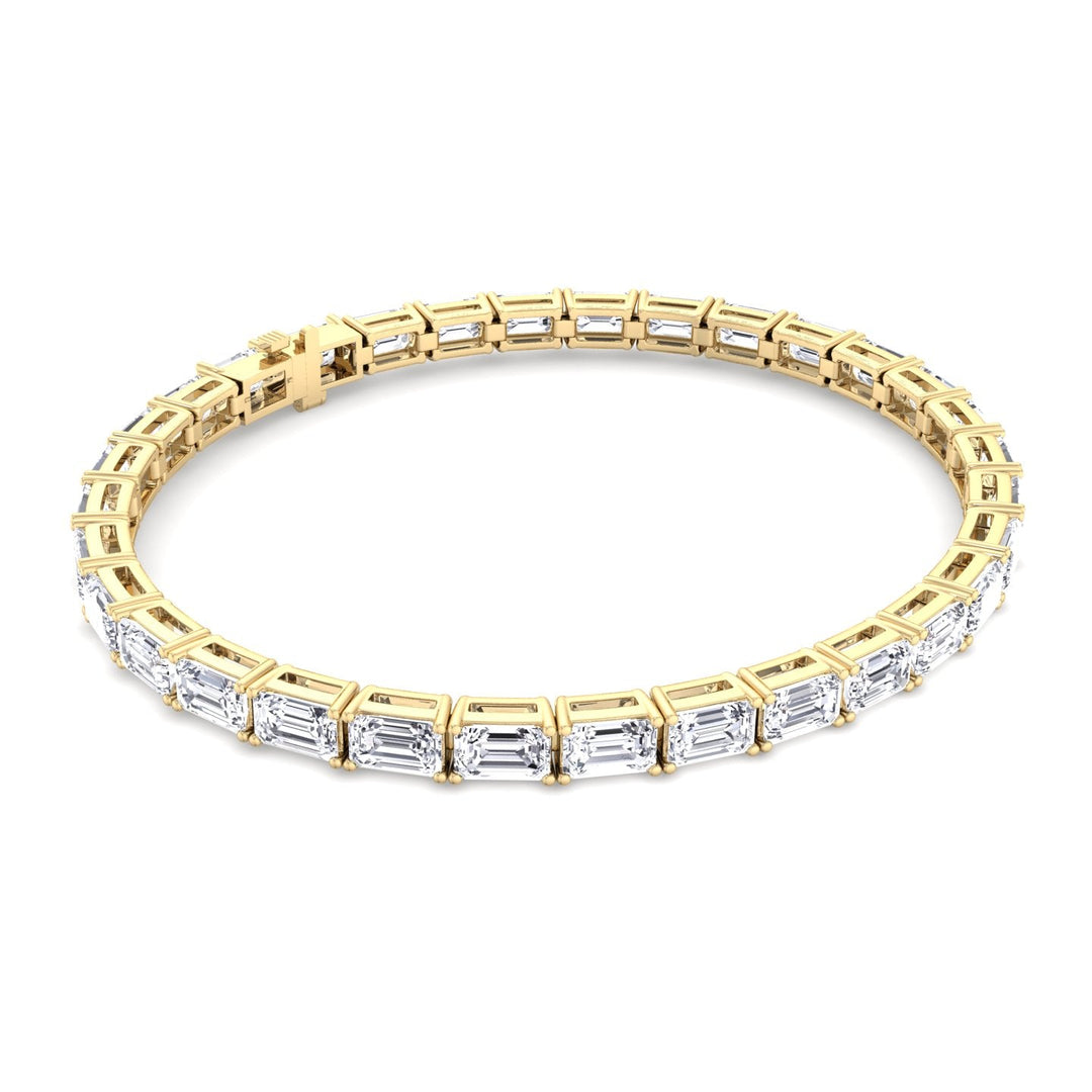 (14.50Ct T.W) East To West Emerald Cut Tennis Bracelet