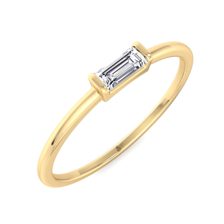 Dainty Baguette Solitaire Stackable Ring