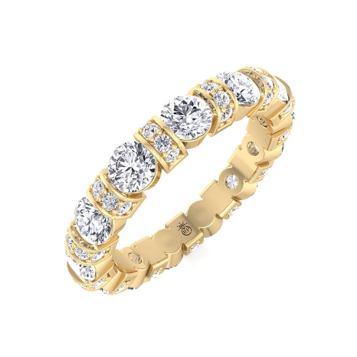 Round Cut Eternity Band With Pave Accents