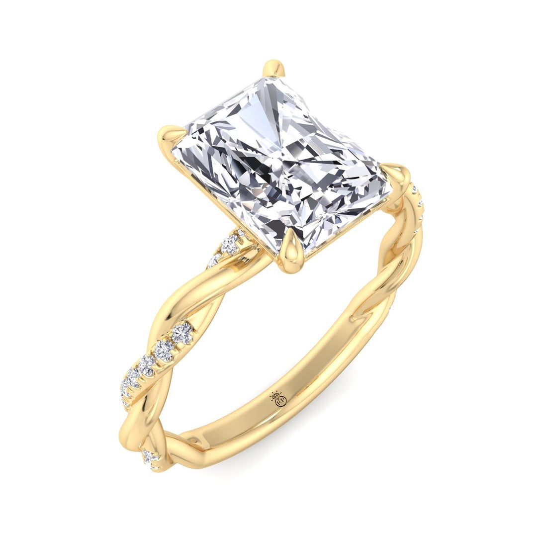 Radiant Cut Twisted Band Engagement Ring