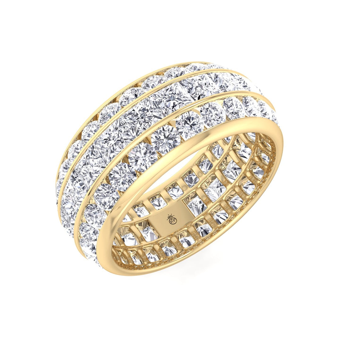 3 Row Channel Set Princess and Round Cut Eternity Band