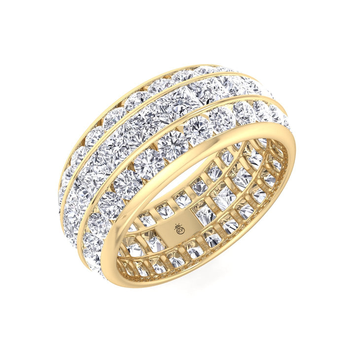 3 Row Channel Set Princess and Round Cut Eternity Band