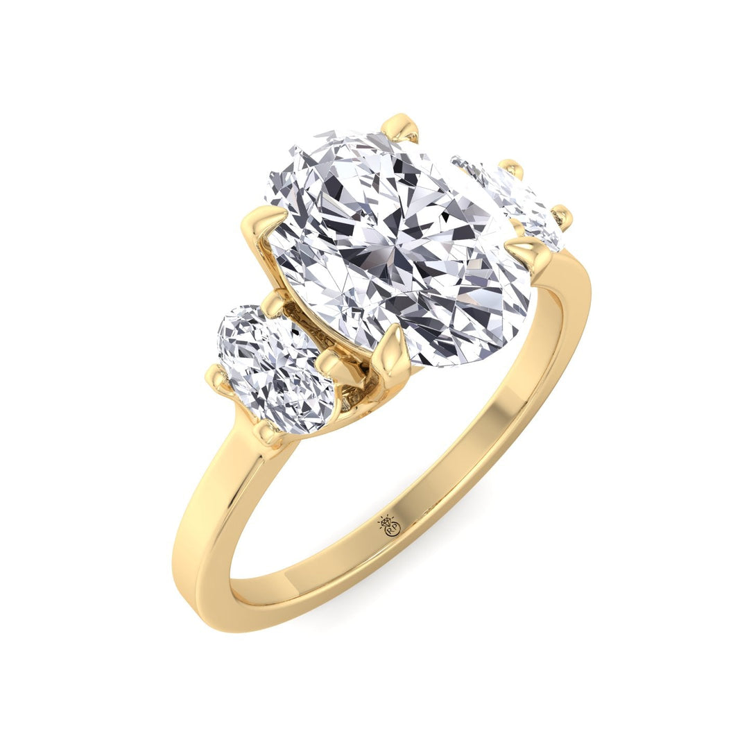 Oval Cut Engagement Ring with Oval Sidestones