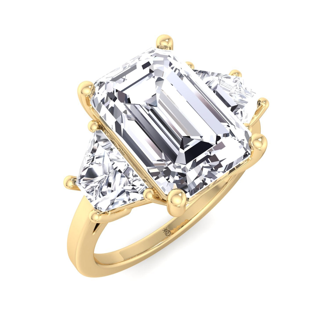Three Stone Ring Trapezoid &amp; Emerald Cut Engagement Ring