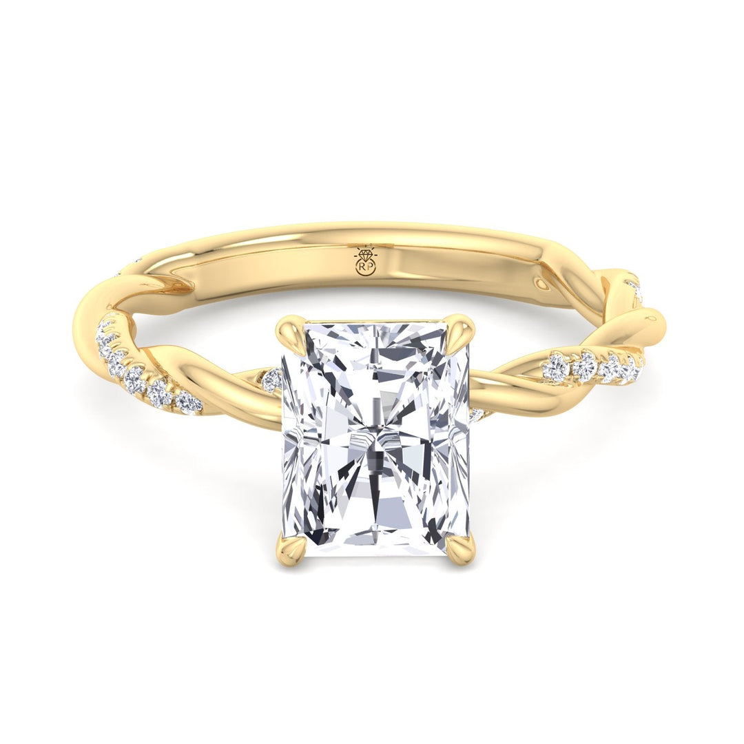 Radiant Cut Twisted Band Engagement Ring