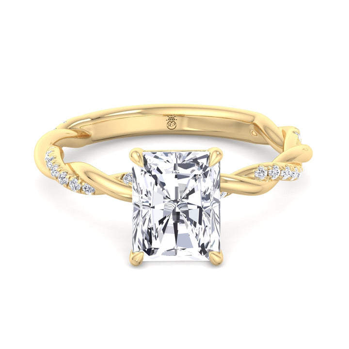 Radiant Cut Twisted Band Engagement Ring