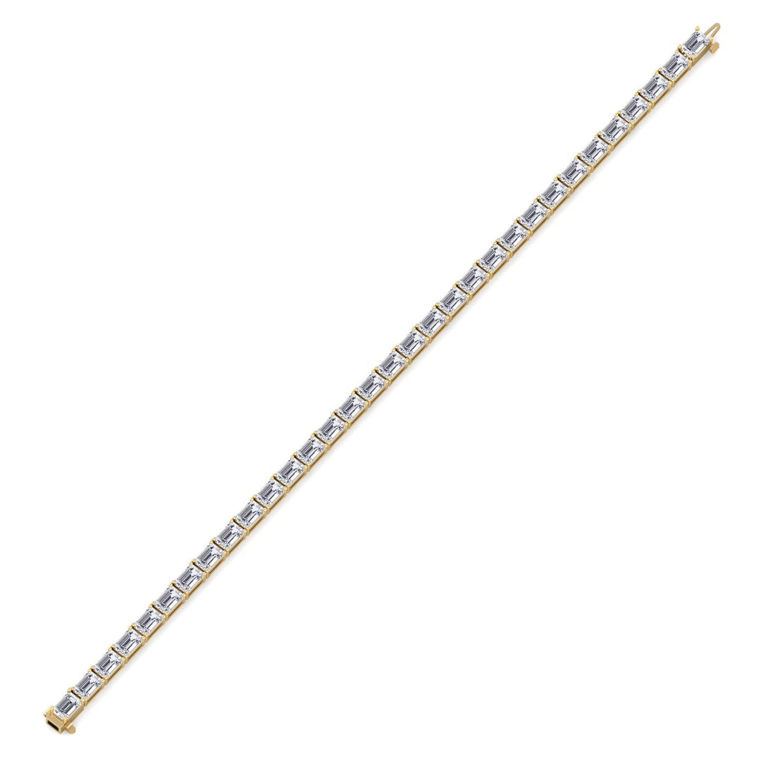 (14.50Ct T.W) East To West Emerald Cut Tennis Bracelet