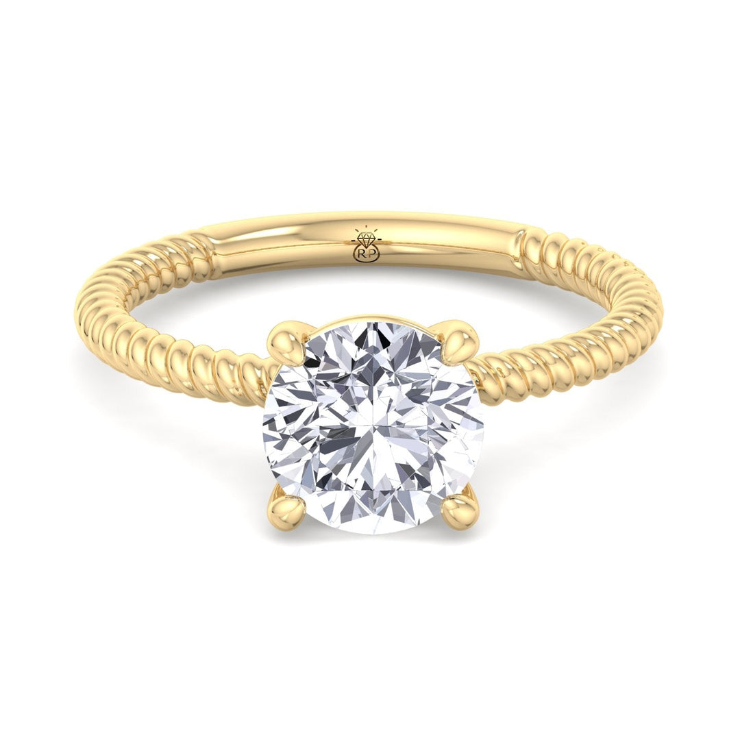 Twisted Rope Band Round Cut Solitaire Engagement Ring