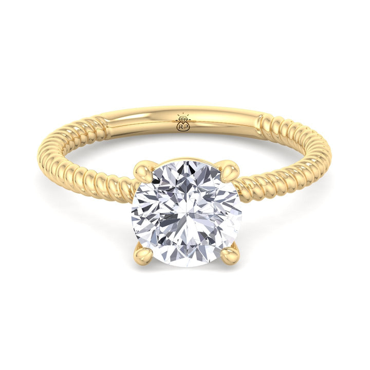 Twisted Rope Band Round Cut Solitaire Engagement Ring