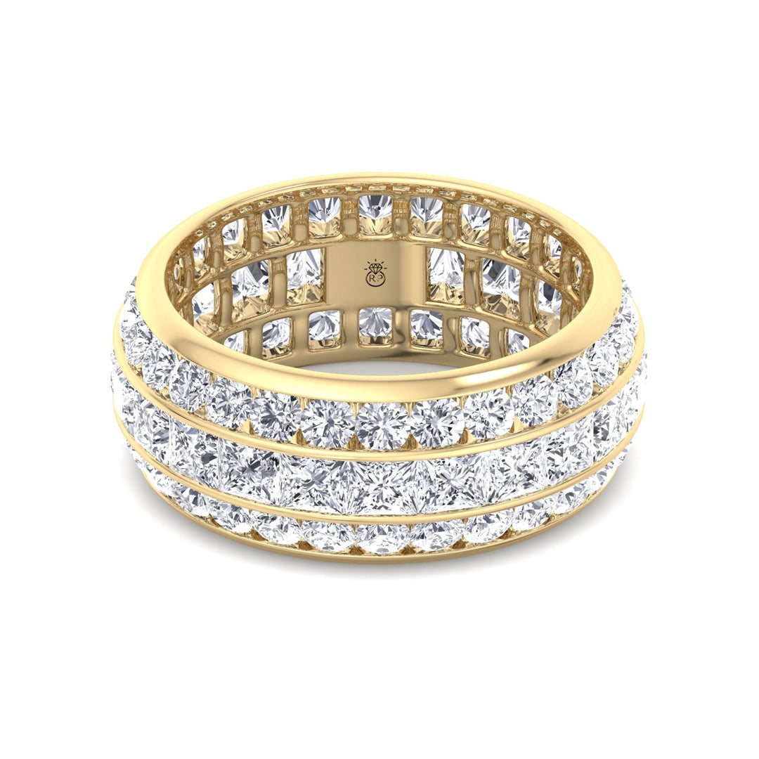 3 Row Channel Set Princess and Round Cut Eternity Band
