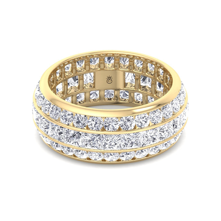 3 Row Channel Set Princess and Round Cut Eternity Band