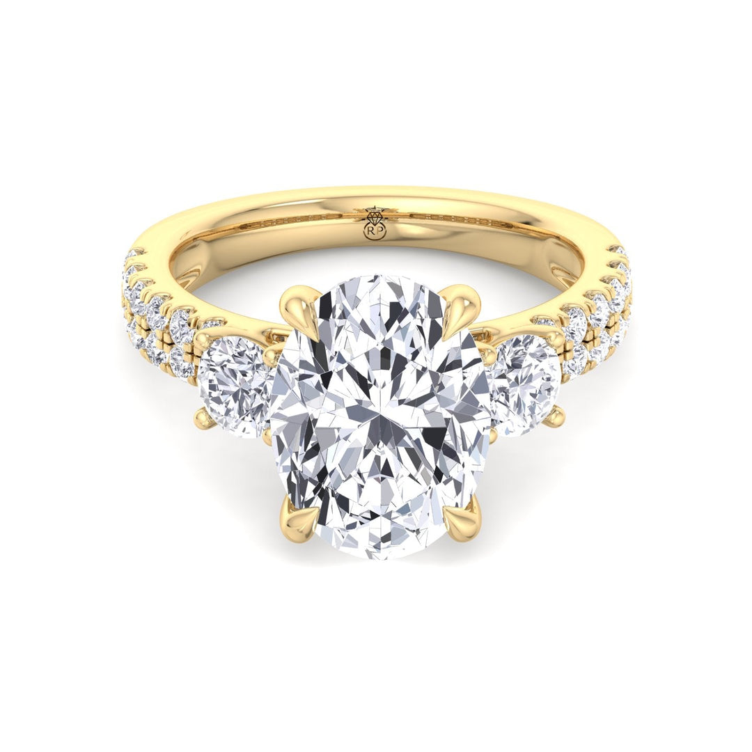 Double Row Accented Round &amp; Oval Engagement Ring