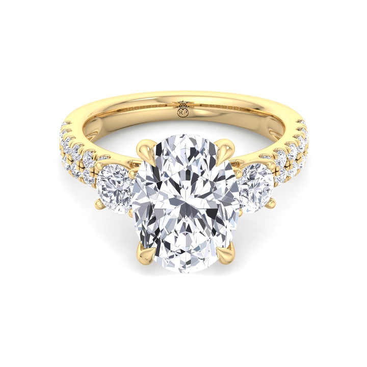 Double Row Accented Round &amp; Oval Engagement Ring